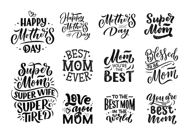 Set of Mother's day lettering for Gift card