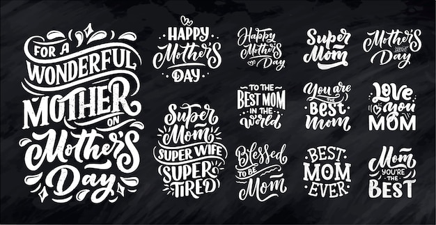 Set of Mother's day lettering for Gift card.