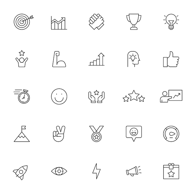 Set of motivation icons with simple outline