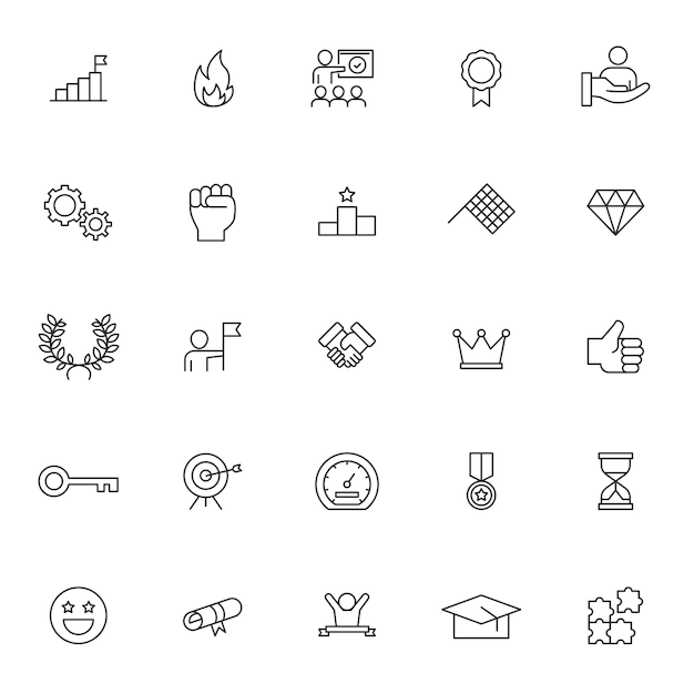 Vector set of motivation icons with simple outline