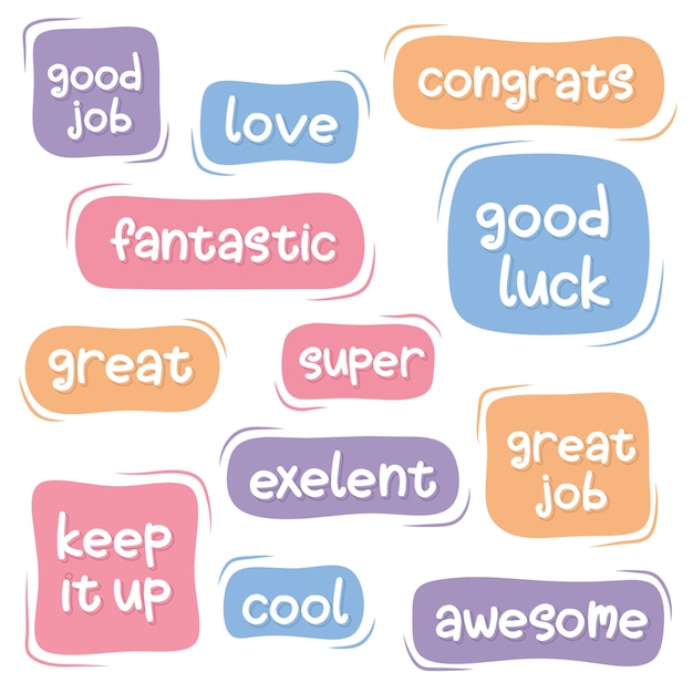 Set of motivation stickers label vector ilustration