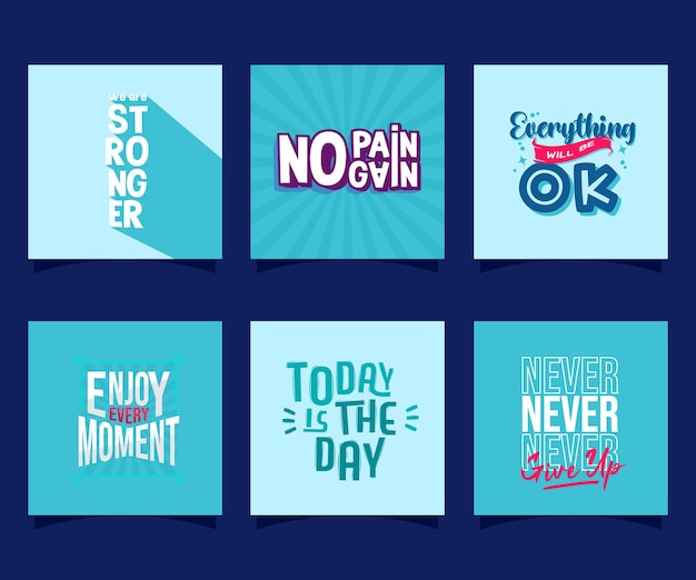 Set of motivational quotes Free Vector