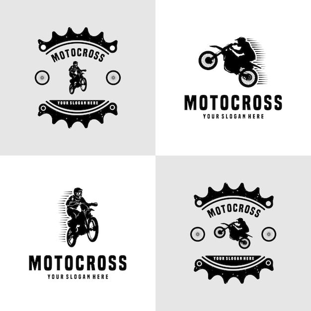 Set of motocross vector logo design template