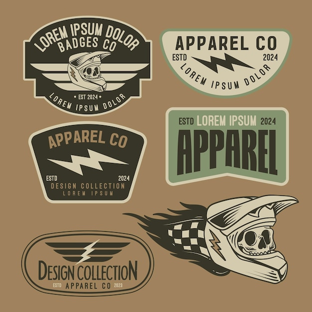 Vettore set di distintivi per motociclette design vintage logo design testo modificabile