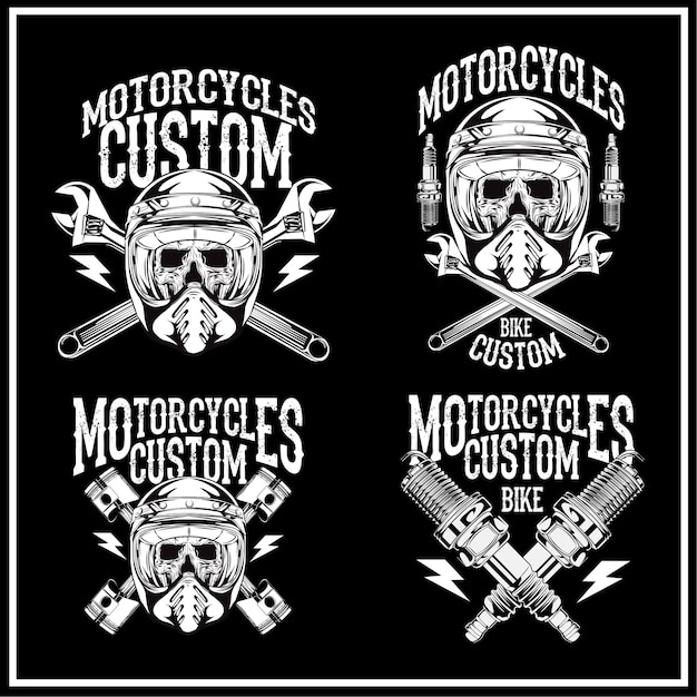 Set di emblemi stile vintage moto Vettore Premium