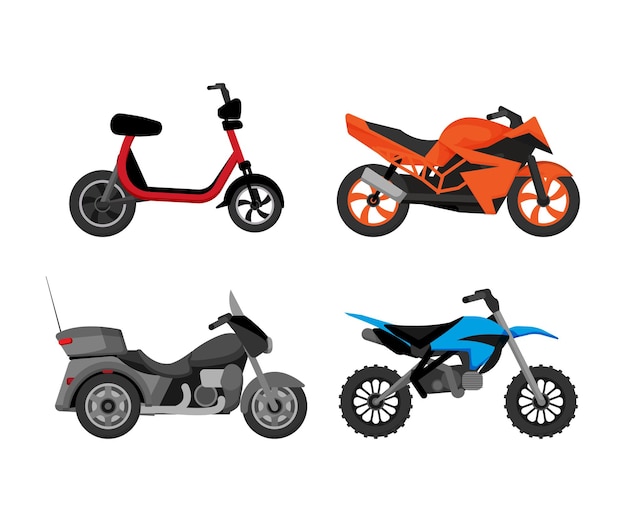 Vector set of motorcycle