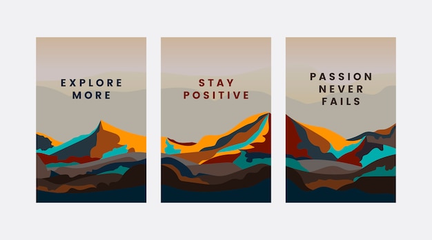 Vector set of mountain landscape design