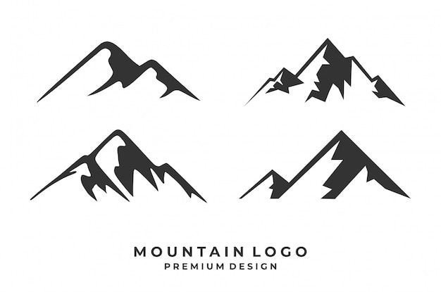Set di design del logo di montagna. Vettore Premium
