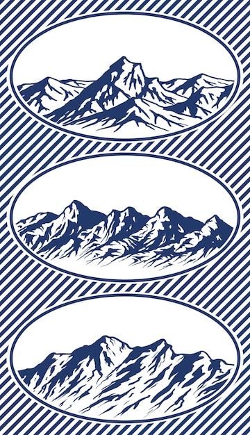 Set of mountain range silhouettes