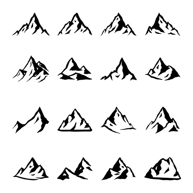set of mountain silhouette vector
