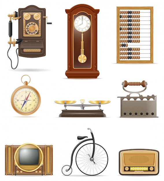 Vector set of much objects retro old vintage elements stock vector illustration