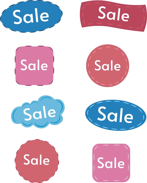 Set of multi-colored discount stickers. Sale creative banner. Concept discount promotion mockup