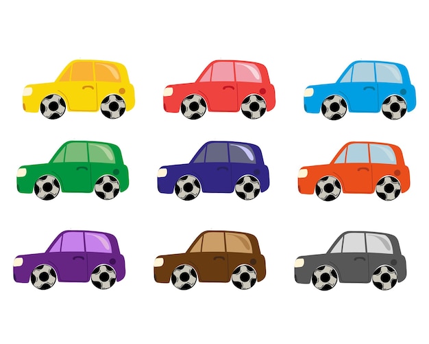 Set of multi-colored toy cars