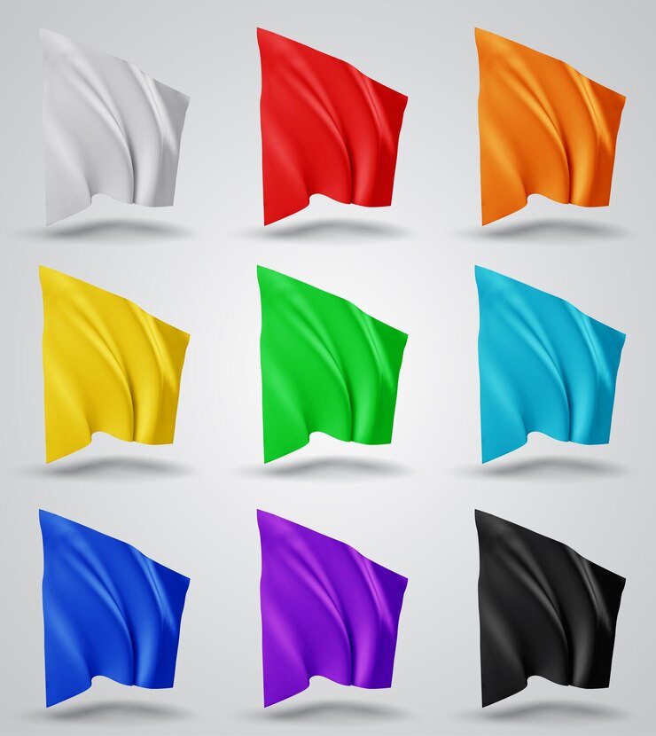 Vector set of multi-colored vector flags on a white background