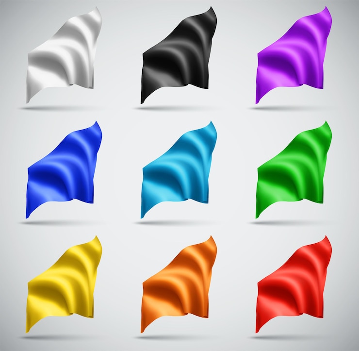 Vector set of multi-colored vector flags on a white background