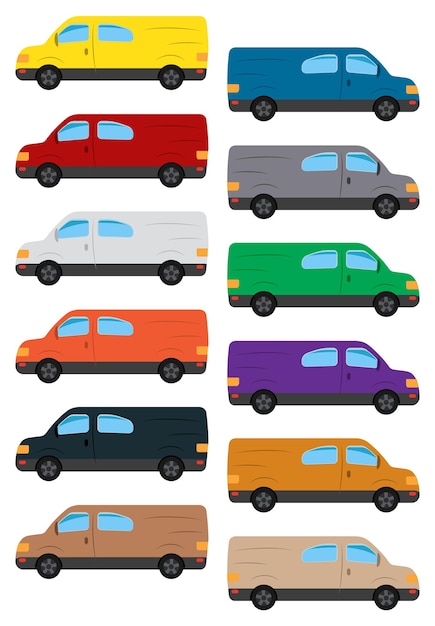 Set of multicolored car Isolated vector illustrationxA