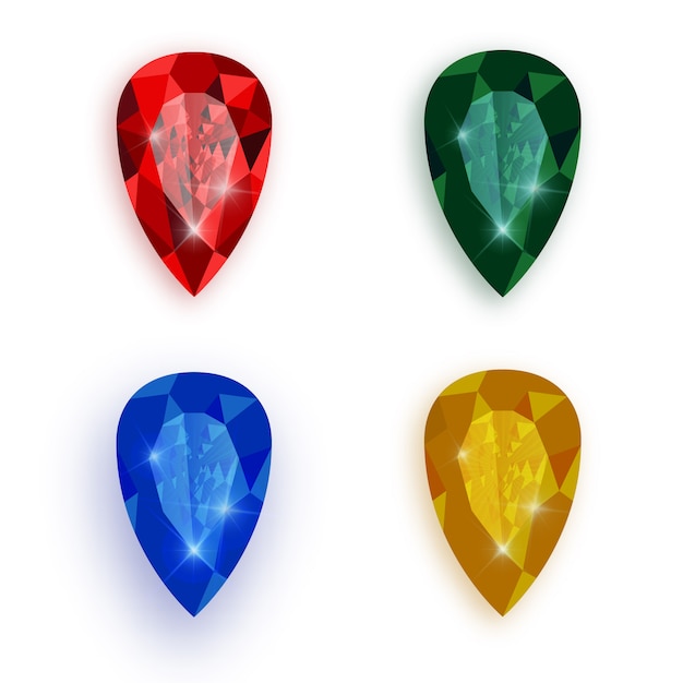 Vector set of multicolored gemstones.