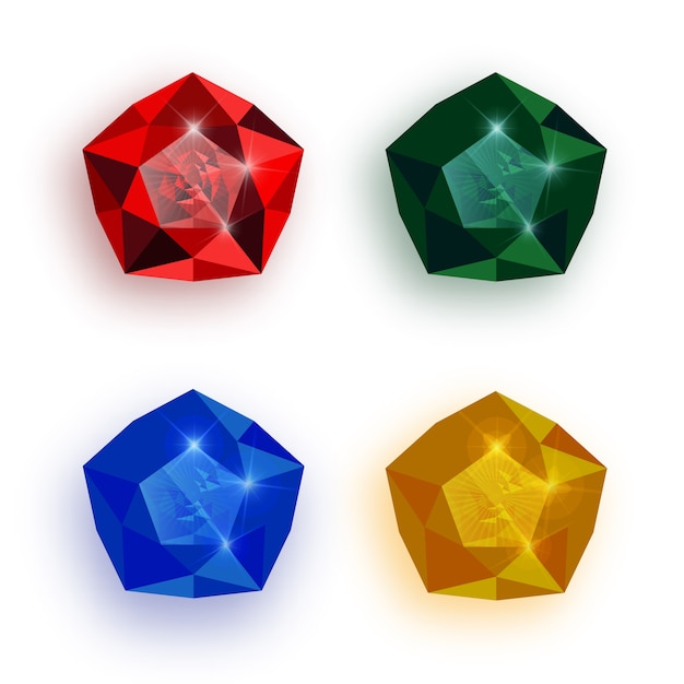 Vector set of multicolored gemstones.