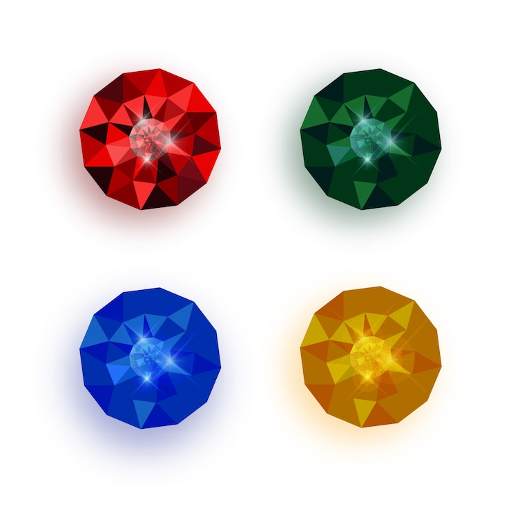 Vector set of multicolored gemstones.