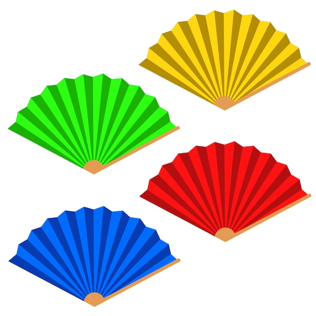 Set of multicolored japanese fans