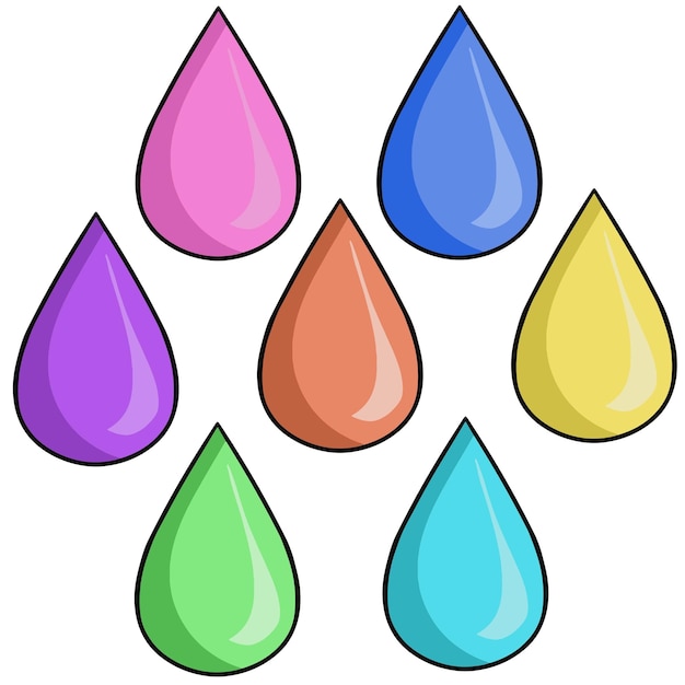 Set of multicolored paint drops pastel shades vector illustration