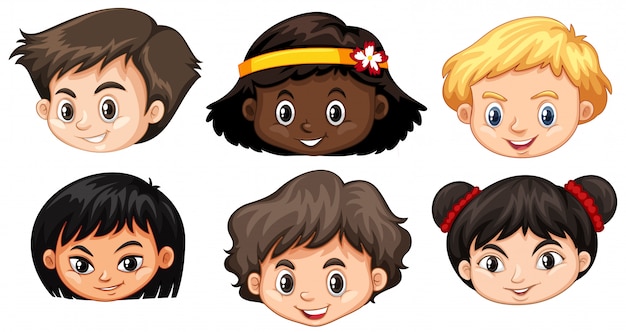 Set di testa di bambini multiculturali