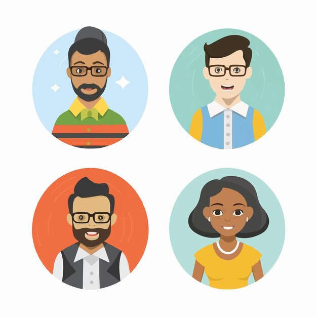 Vector set of multicultural people icons on a white background