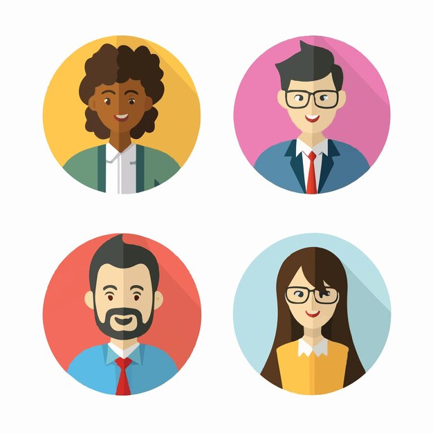 Vector set of multicultural people icons on a white background