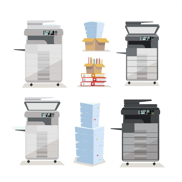 Set of multifunction office floor Copier printer scanner in two colors