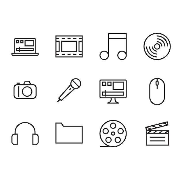 Vector set of multimedia icon