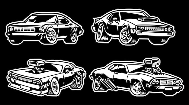 Set of muscle car