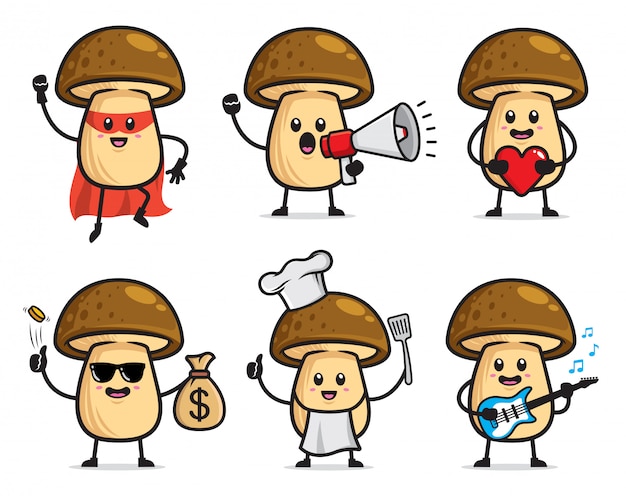 Vector set of mushroom character