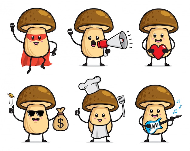 Set of mushroom character