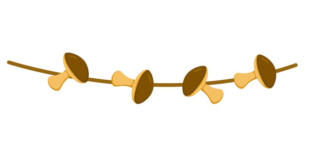 a set of mushrooms on a string in a flat style Vector image