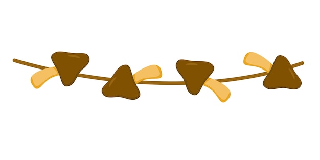 a set of mushrooms on a string in a flat style. Vector image.