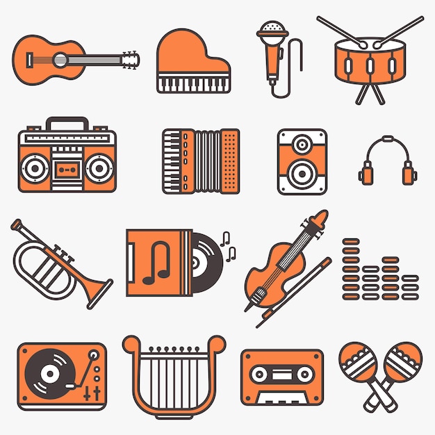 Set of music instrument vector illustration suitable for icon or logo