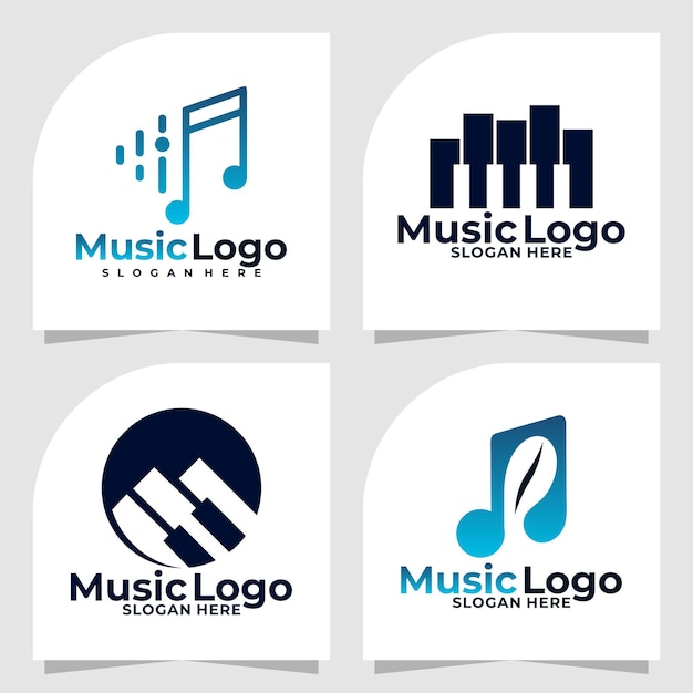 Insieme del modello di progettazione di vettore di logo di musica