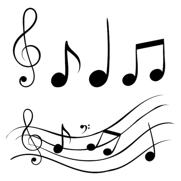 Vector set of music note doodle