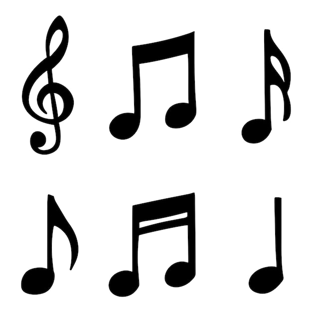 A set of music notes with a treble clef on the left.