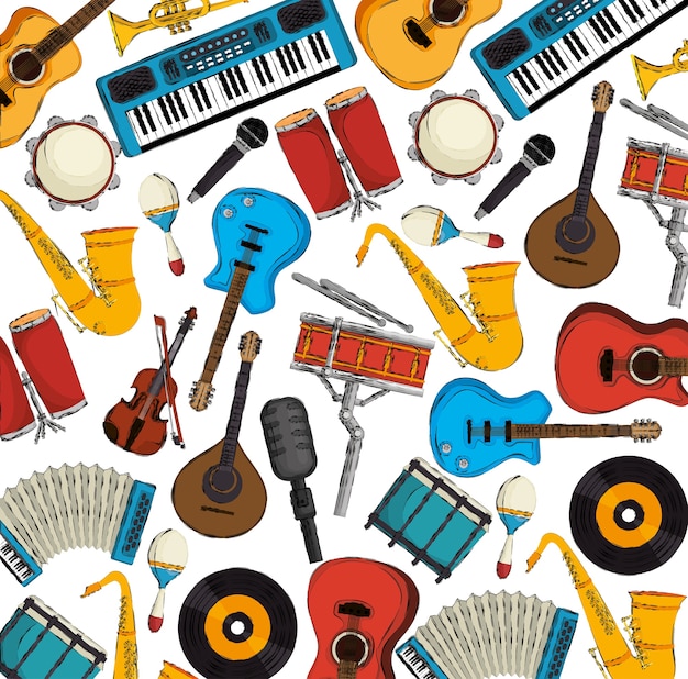 Set musical instruments icons