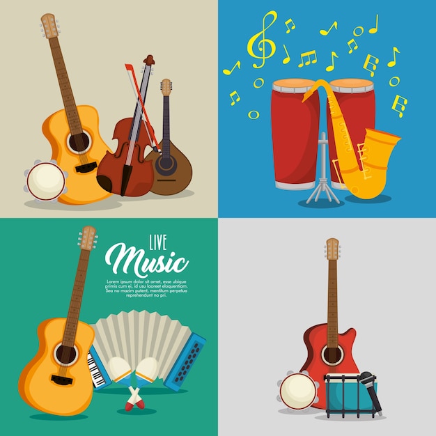 set musical instruments icons
