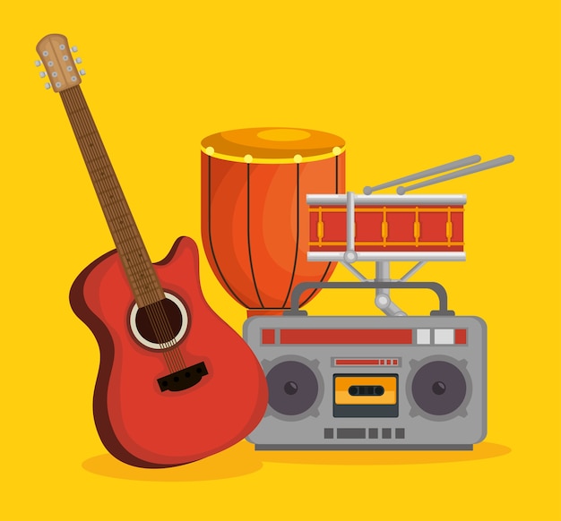 Set musical instruments icons