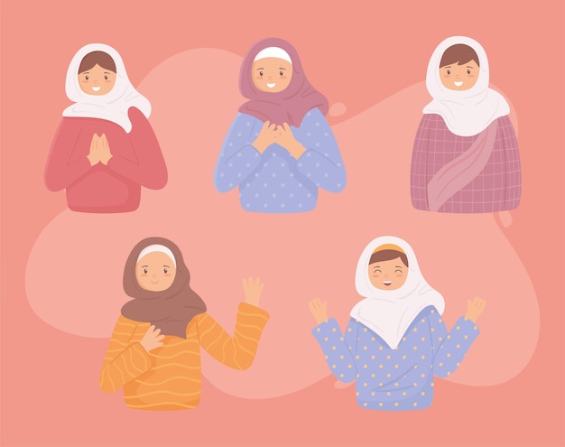 Set of muslim women