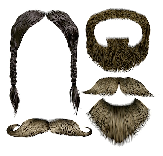 Set   mustache different colors.beard