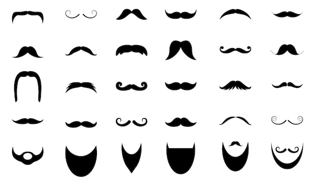 Vector set of mustaches icons