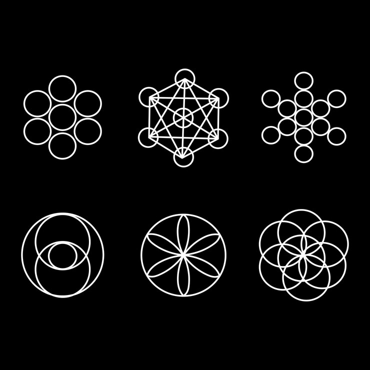 Vector a set of mystical esoteric seals of kabbalah symbols cosmic