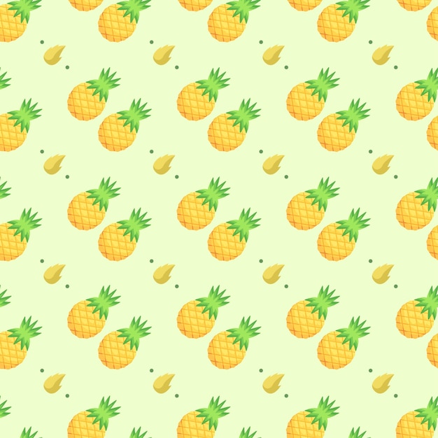 Set Naadloze Collectie Patroon Abstract Elementen Fruit Voedsel Ananas Vector Ontwerp Stijl