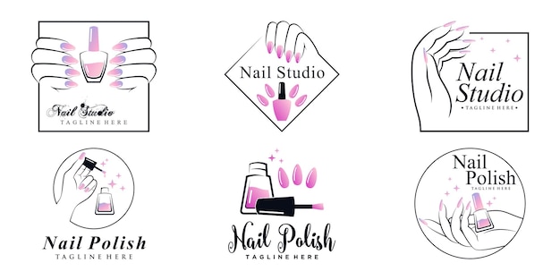 Set nagellak icoon logo met creatief element en modern concept Premium Vector deel 3