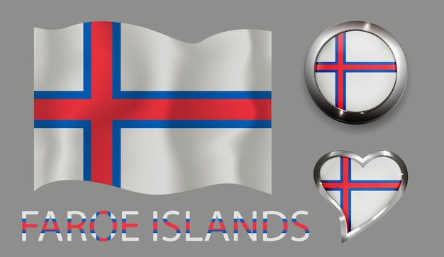 set natie Faeröer vlag glanzende knop hart
