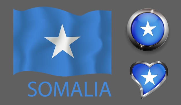 set natie Somalië vlag glanzende knop hart